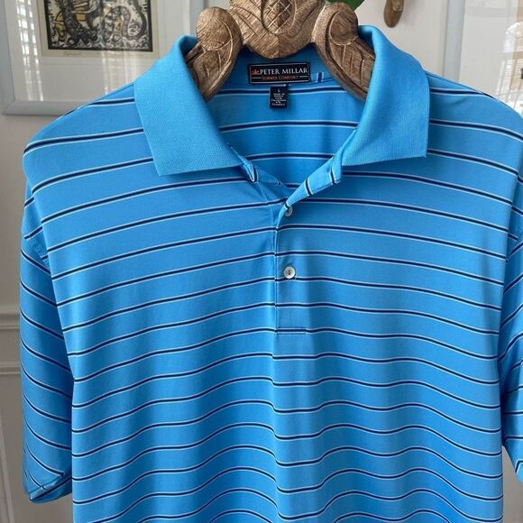 Peter Millar Summer Comfort Stripe Polo Golf Shirt L - Picture 1 of 7